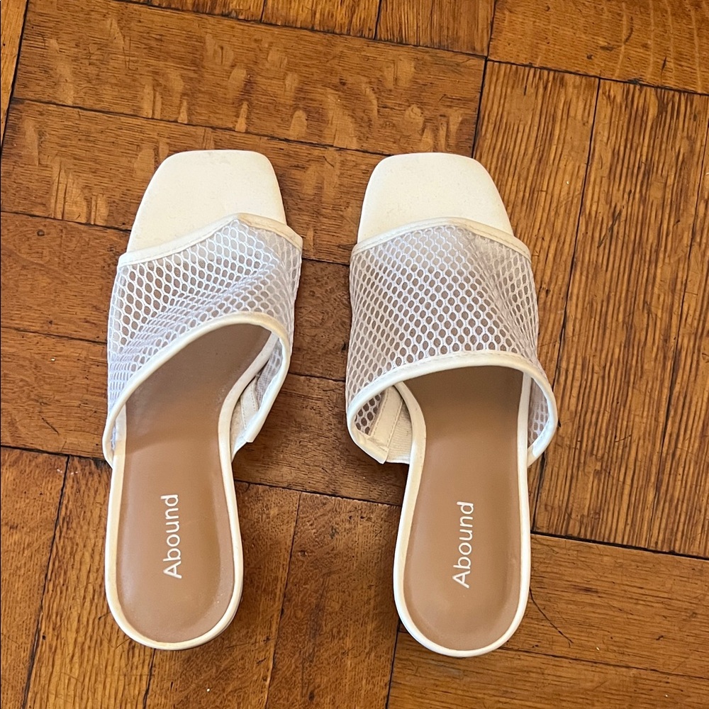 Abound White Mesh Slide Mules with Square Toe